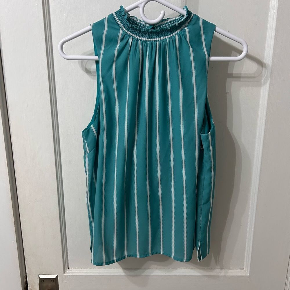 Sunday in Brooklyn Teal and White Striped Blouse